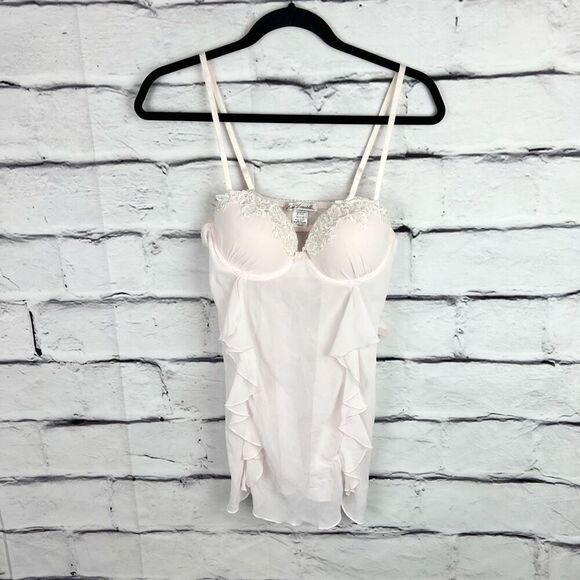 Linea Donatella Women's Lace Trim Chemise White Floral Size M - Picture 1 of 8